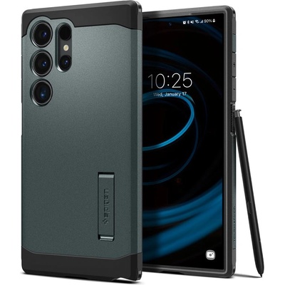 Spigen Tough Armor Case - хибриден кейс с най-висока степен на защита за Samsung Galaxy S24 Ultra (зелен)