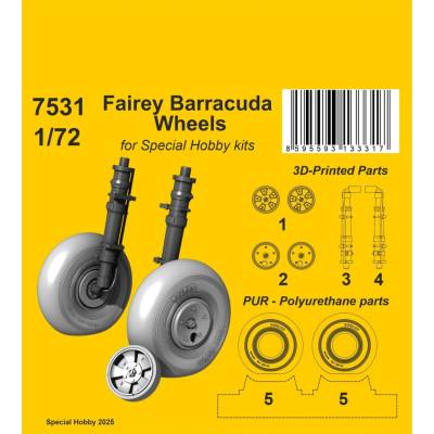 Special Hobby CMK Fairey Barracuda Wheels / for kits 1:72