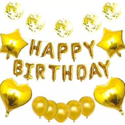 PartyDeco Fóliový balónkový nápis HAPPY BIRTHDAY STŘÍBRNÝ 340x35 cm