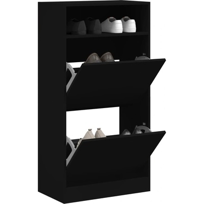 vidaXL Шкаф за обувки, черен, 60x34x116 см, инженерно дърво (840016)