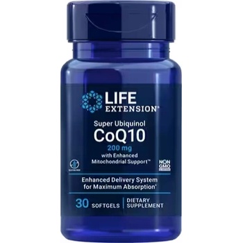 Life Extension Super Ubiquinol CoQ10 with Enhanced Mitochondrial Support, коензим Q10, 200 mg, 30 капсули