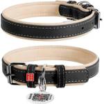 COLLAR Кожен нашийник Soft за кучета - 27 - 36см, 15мм, черно - бежово
