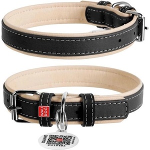 COLLAR Кожен нашийник Soft за кучета - 27 - 36см, 15мм, черно - бежово