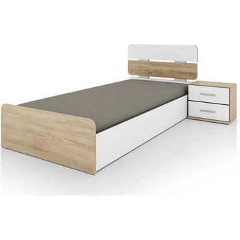 ИРИМ Единично легло с нощно шкафче Сити 2047 дъб сонома / бяло