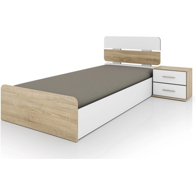 ИРИМ Единично легло с нощно шкафче Сити 2047 дъб сонома / бяло
