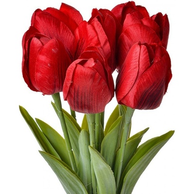 Dekorácia umelý kvet červených tulipánov - 10*10*32 cm - Clayre & Eef