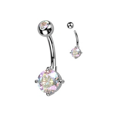 Šperky4U piercing do pupíku s kulatým kamenem AB TB003-AB