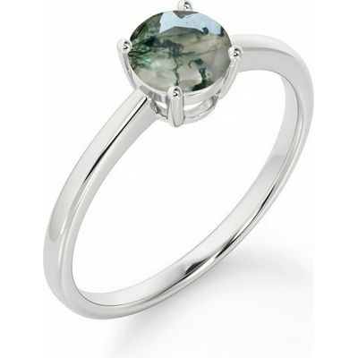 Lunica Stříbrný zásnubní prsten MECHOVÝ ACHÁT 0682 6