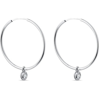 Klenota náušnice kruhy z bieleho zlata s bezel diamantmi k0671022