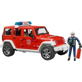 BRUDER Bruder Jeep Wrangler Unlimited Rubicon пожарникар с пожарна модел, червен/бял (02528)