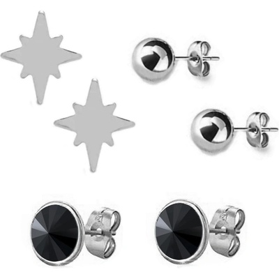 Swarovski E. set troch párov náušníc Nox čierna see3829