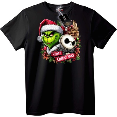 NOONEBRAND Тениска Grinch & Jack Skellington Коледа - 4XL, White