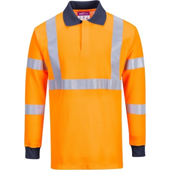 Portwest MODAFLAME FR76 / Огнеупорна светлоотразителна поло тениска, антистатична - HV Orange L (FR76ORRL)