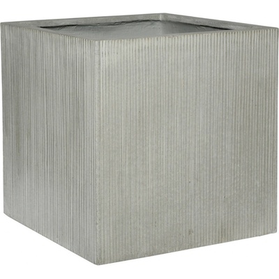PotteryPots Kvetináč Block, tmavo sivý (vertikálne vrúbkovanie), 50 cm