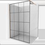 Mexen Kioto душ кабина Walk-in 140 x 200 см, черна решетка 8 мм, розово злато (800-140-101-60-77)