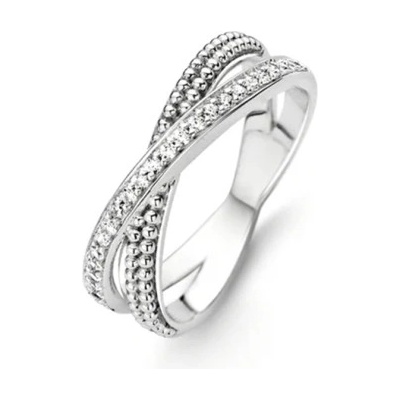 Ti Sento překřížený prsten se zirkony 12020ZI