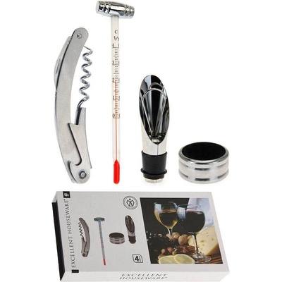 EXCELLENT HOUSEWARE Otvírák na víno s příslušenstvím nerez ocel 4 ks KO-170302180