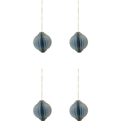 House Doctor Papírové vánoční ozdoby Alsta Light Blue Ø 8 cm – set 4 ks, modrá barva, papír