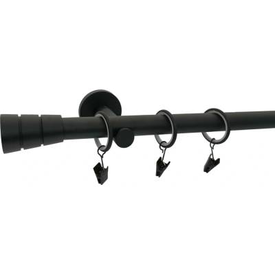 KovovégarnýžeCZ Sotra modern 19 mm Jednořadá Kroužky s žabkou černá matná 180 cm