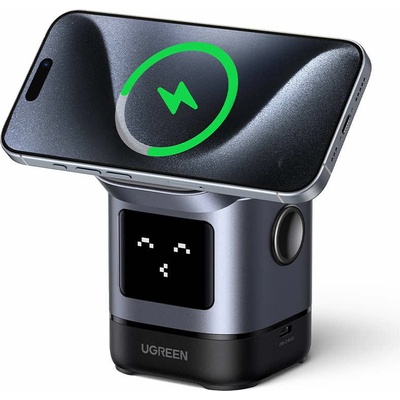 UGREEN Uno Wireless Charger Qi2 15W - поставка (пад) за безжично зареждане за iPhone с MagSafe, Apple Watch, AirPods и Qi съвместими мобилни устройства (черен)