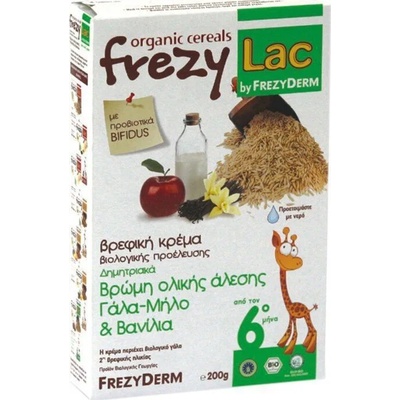 FREZYDERM Oрганичен крем за бебета 6+ с пробиотик Бифидус, овес и органични ябълки, естествена ванилия , FREZYLAC Bio Cereal With Organic Whole Grain Oat, Milk, Apple & Vanilla, 200 gr