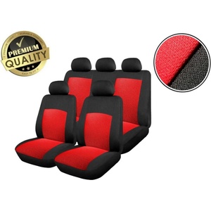  Пълен комплект авто тапицерия калъфи за седалки за Dacia Logan I 2004-2012, Dacia Logan II 2012+, червено-черно