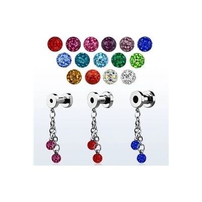 Piercingate tunel do ucha s krystalovými kuličkami PTP00205 čirá