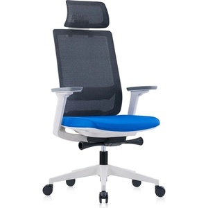 RFG Работен стол Meteor X White HB, до 130кг. макс тегло, дамаска, ергономичен, пластмасова база, лумбална опора, син/сив (317ABSYM99205HY6838B)