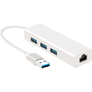 Image 1 of Diva USB-A хъб Diva 3 порта + Ethernet, USB 3.0, Сребрист (12160)