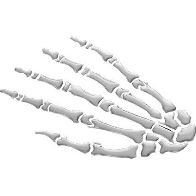 Emblém 3D samolepící "Skeleton Hand" ruka chrom