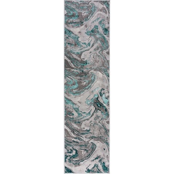 Flair Rugs Сива/тюркоазена пътека 80x300 cm Marbled - Flair Rugs (503119371429)