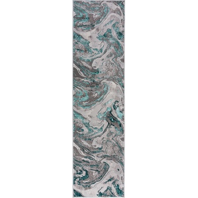 Flair Rugs Сива/тюркоазена пътека 80x300 cm Marbled - Flair Rugs (503119371429)