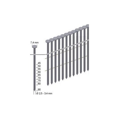 Prebena Hladké hřebíky CNW (3,1) do hřebíkovaček Prebena, délka 90 mm pozink