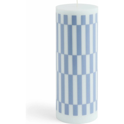 HAY Svíčka Column Candle Large, light blue and dusty blue check - HAY Svíčka Column Candle L Light Blue and Dusty Blue Check 170 h, modrá barva, vosk