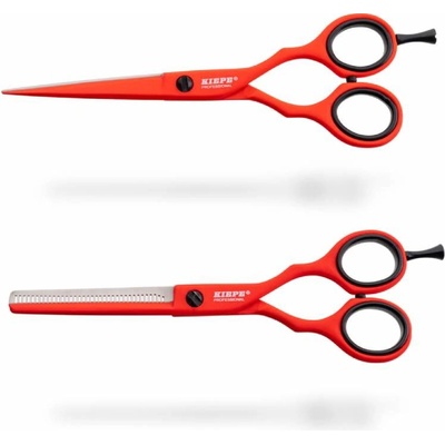 Kiepe Neon Scissor Set - set nožnic na strihanie 5.5" a efilačných nožníc, 5,5" 2480.4 5.5" Red Passion