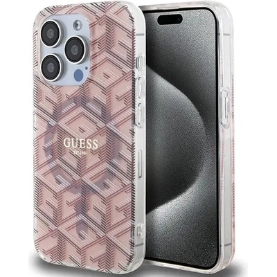 GUESS Кейс Guess IML GCube MagSafe за iPhone 15 Pro, розов (GUE003505-0)