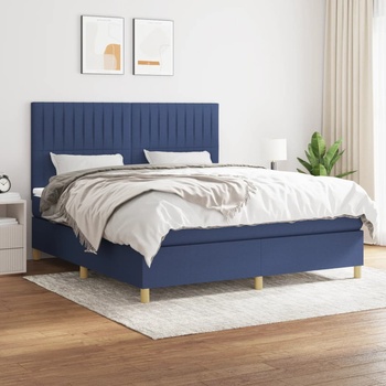vidaXL Боксспринг легло с матрак, синьо, 160x200 см, плат (3142511)