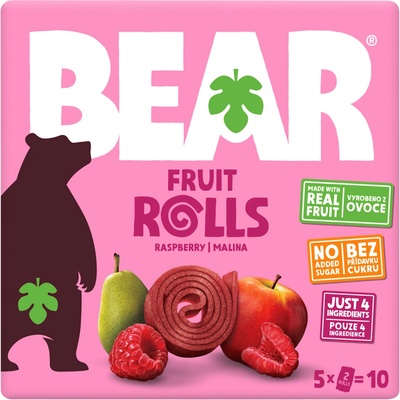 BEAR Fruit Rolls Malina ovocné rolované plátky 5 x 20g