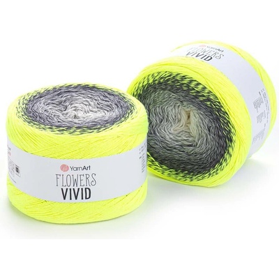 Yarn Art Flowers Vivid 502 světle šedá, tmavě šedá, neonově žlutá