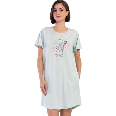 Светлозелена макси нощница с пеперуда
