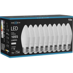 Mexen Nova 10x LED крушка E27, C37, 10W, Неутрална - 4000K, 1055 lm - L102-E27-1040-01x10 (L102-E27-1040-01x10)