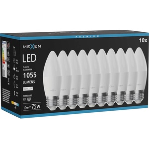 Mexen Nova 10x LED крушка E27, C37, 10W, Неутрална - 4000K, 1055 lm - L102-E27-1040-01x10 (L102-E27-1040-01x10)