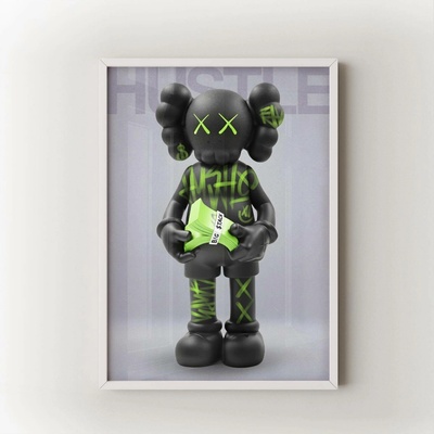 Hustle Kaws Velikost: 70x100 cm, Rám: Bílý