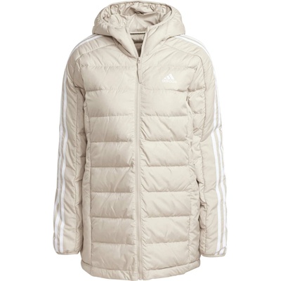 adidas Essentials 3-stripes light down hooded béžová biela