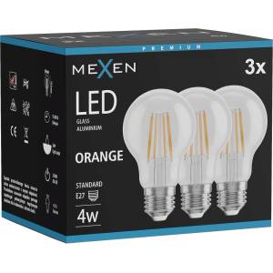 Mexen Vintis 3x LED филамент крушка E27, A60, 4W, 55 lm, оранжева - L150-E27-04XX-48x03 (L150-E27-04XX-48x03)