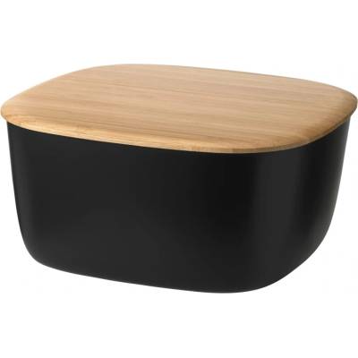 Chlebník BOX-IT 23 cm, černá, plast / bambus, RIG-TIG