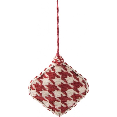 Clayre & Eef Vánoční červená textilní ozdoba kočotverec 11*3*11 cm
