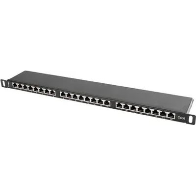 Lanberg Пач панел, Lanberg patch panel 24 port 0.5U CAT. 6 shielded, black (PPS6-0024-B)