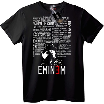 NOONEBRAND Тениска Eminem Заглавия на Песни - 2XL, White