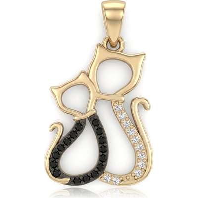 JVD Pozlátený strieborný prívesok so zirkónmi mačky SVLP1578XJ6GB00
